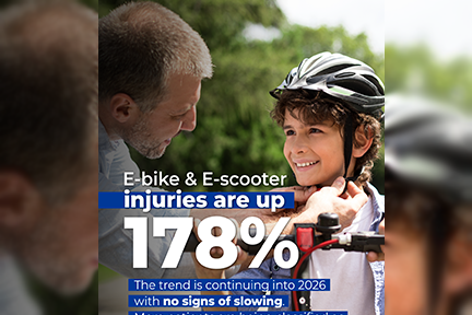 eBike and eScooter injuries are up 178%. This trend is continuing into 2026. More patients are being classified as trauma alerts.