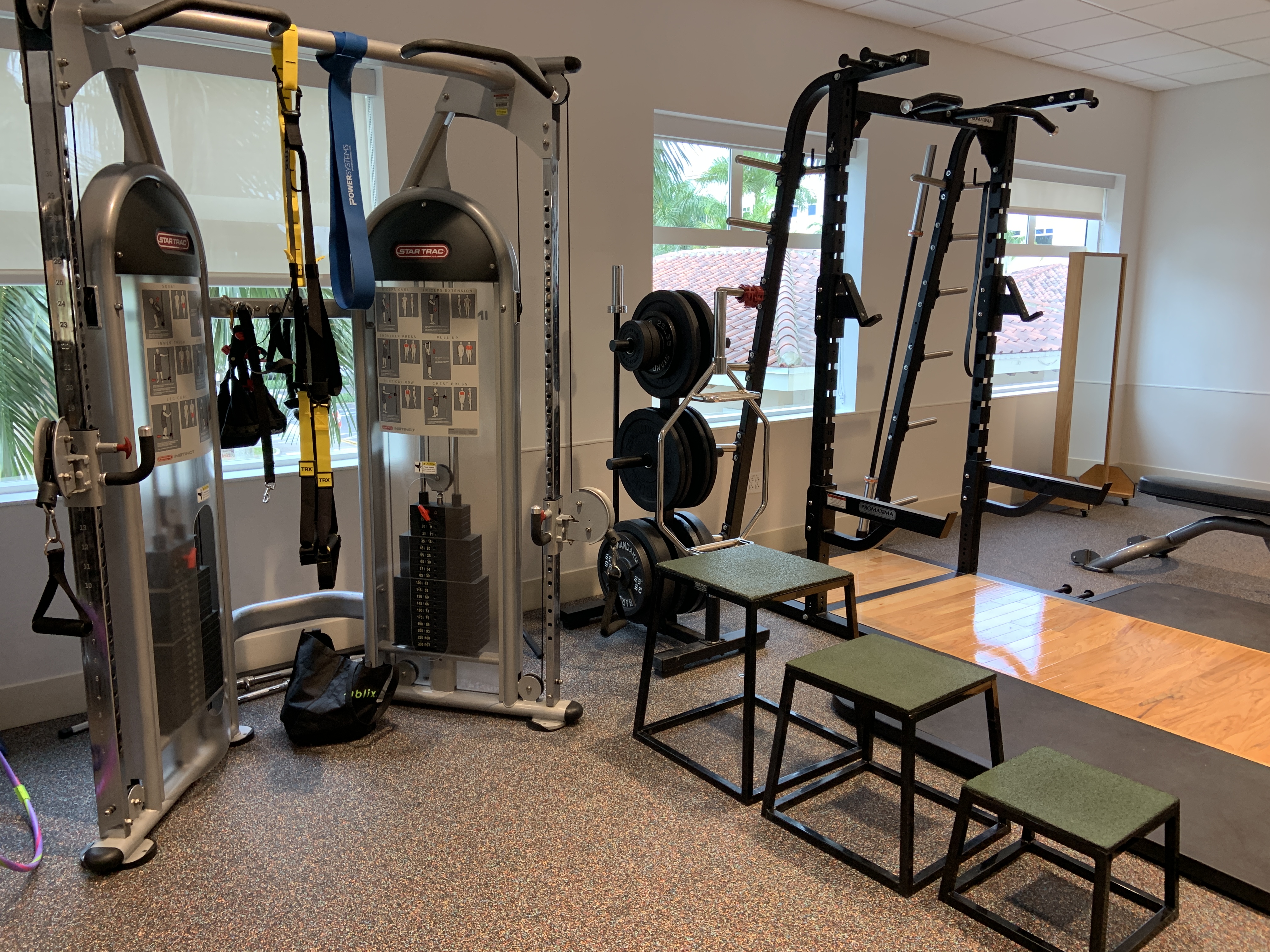 Joe DiMaggio Children's Hospital pediatric rehab gym equipment at Memorial Hospital Miramar MOB 2