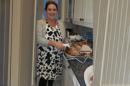 Lori preparing dinner