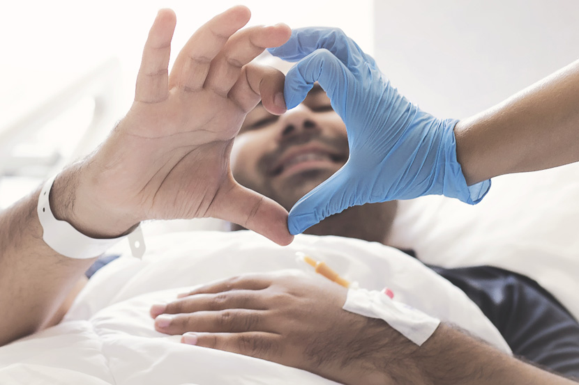 Nurse and patient after surgery